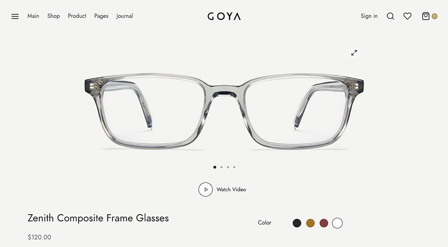 Product Page Layout – Goya